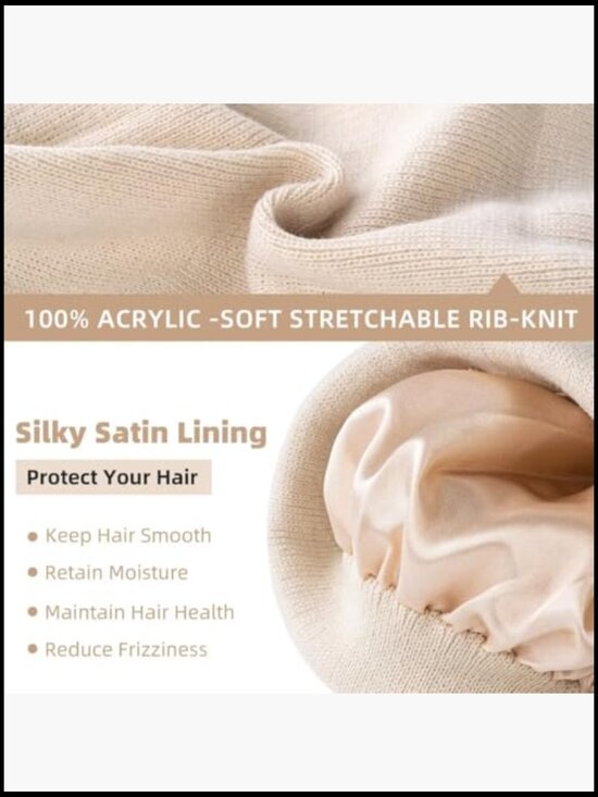 Satin Lined Winter Beanie Hats - 3 Pack Knit Cuffed Soft Warm Skullies main image 7
